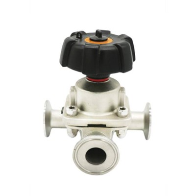 Sanitary Stainless Steel 316 diaphragm valve 1" Tee Type 3 way Diaphragm Valve With PTFE+EPDM seal