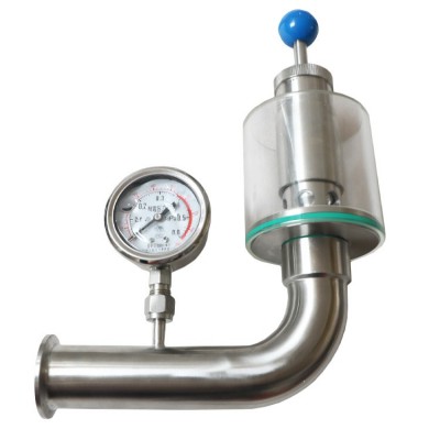 Sanitary Stainless Steel Safety L type Exhaust Valve with Pressure Gauge for Beer Fermentation Tank